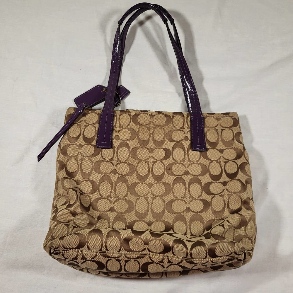 Coach Purse*EUC*Purple & Tan*Signature Snake Stripe*F25706 - Picture 2 of 10